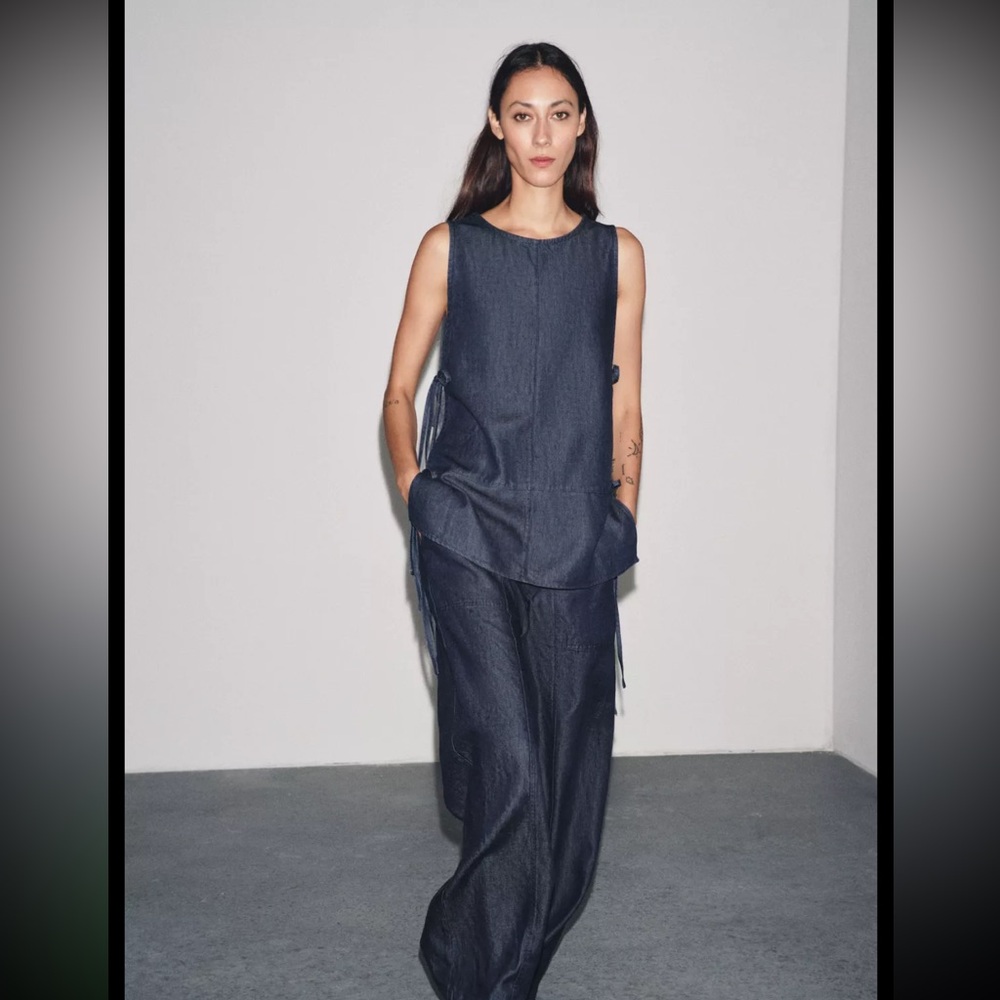 Zara Collection Denim Tie Top and Crossover Pants